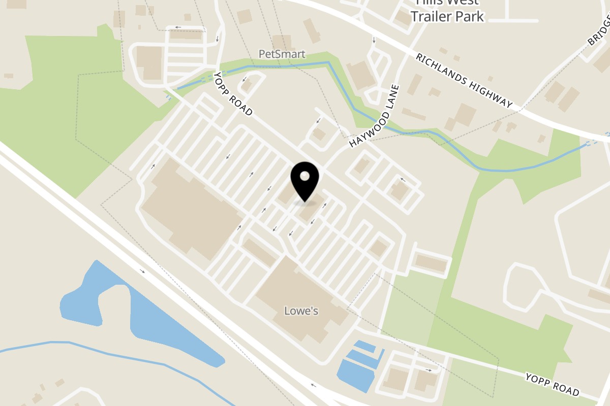 Map showing the location of Mi Cabana Mexican Restaurant Yopp Rd on 521 Yopp Rd in Jacksonville